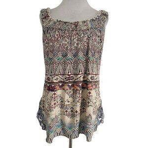 Sky Brand Size Large  Top Blouse Off The Shoulder Abstract